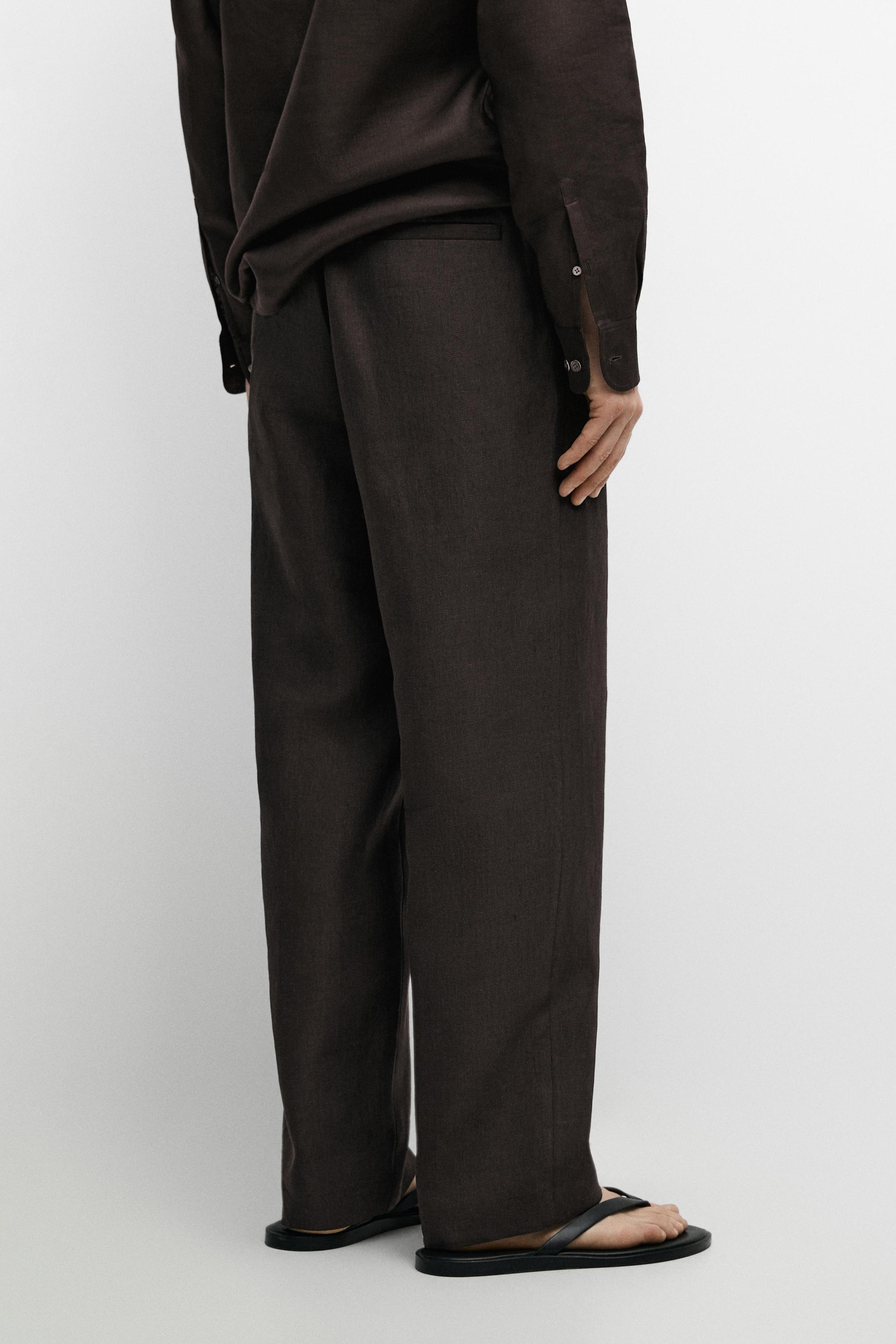 Pantalon pied-de-poule 100 % lin